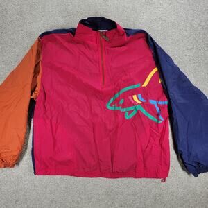 VTG Reebok Greg Norman Golf Windbreaker Mens XL Colorblock Vented Graphic Shark